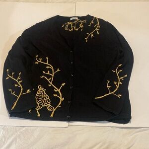 Vintage Tabi hand crafted embroidered black and gold cardigan